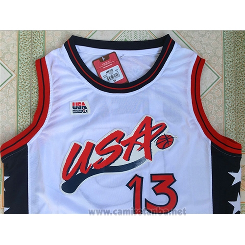 Camiseta USA 1996 Shaquille O'Neal #13 Blanco